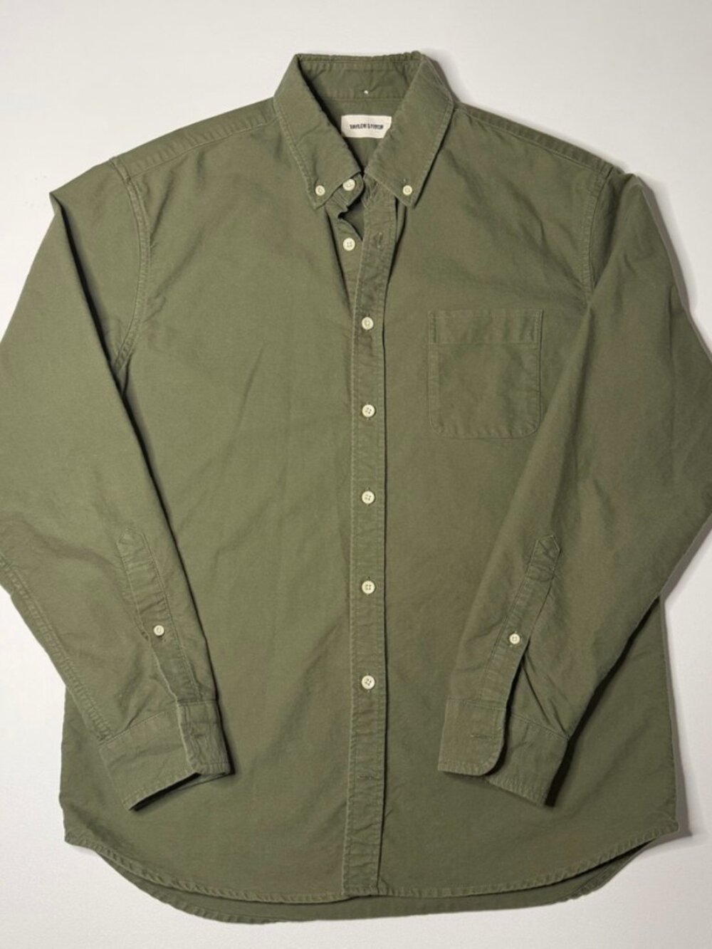 Taylor Stitch The Jack Oxford Shirt Men 42 Olive Green Organic Cotton Button Up